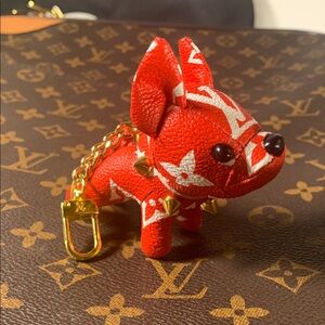 Super cute red and white frenchie bag charm